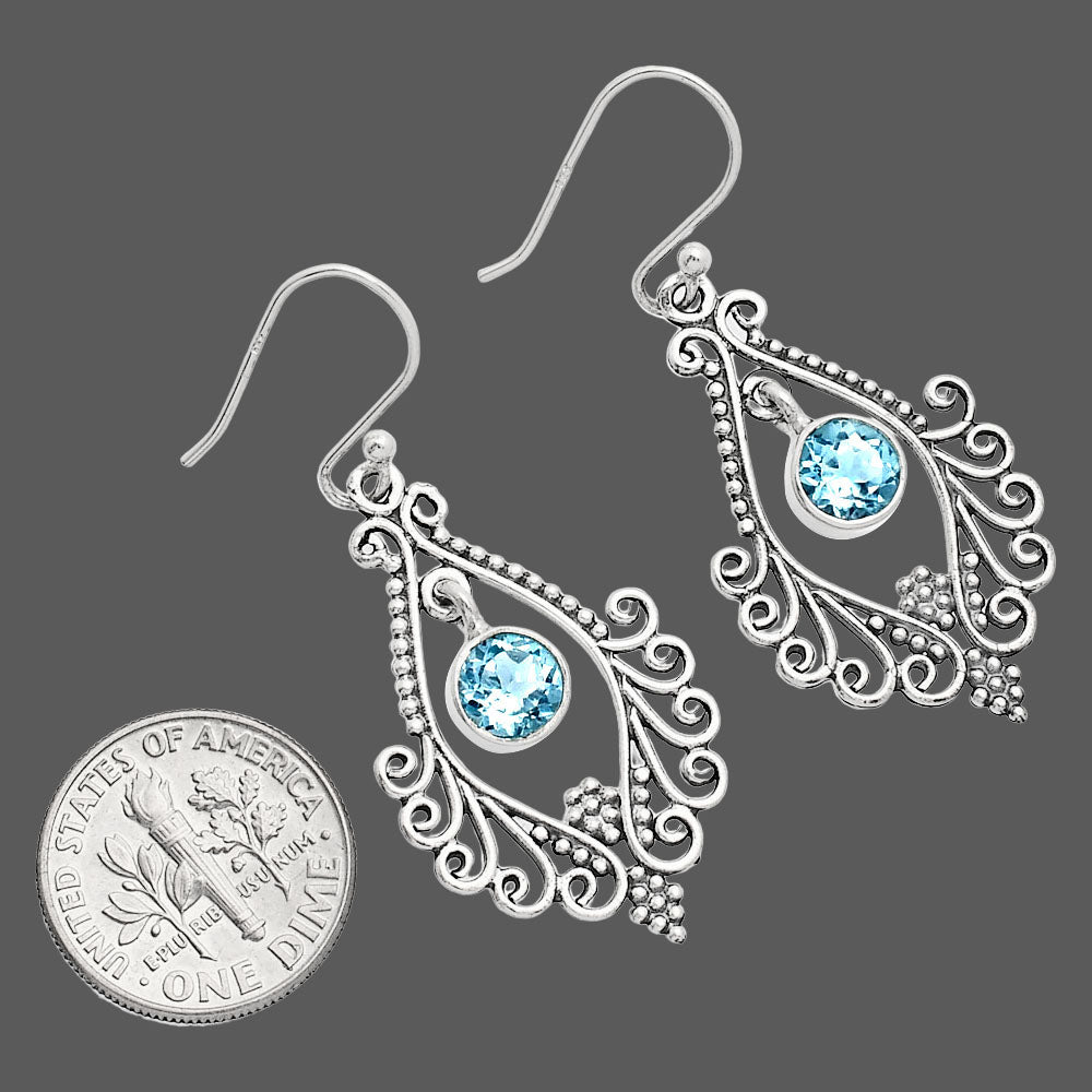 925 Sterling Silver Boho Filigree Gemstone Dangle Earrings for Women AGE1002 E-1075