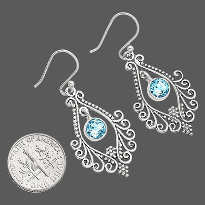 925 Sterling Silver Boho Filigree Gemstone Dangle Earrings for Women AGE1002 E-1075
