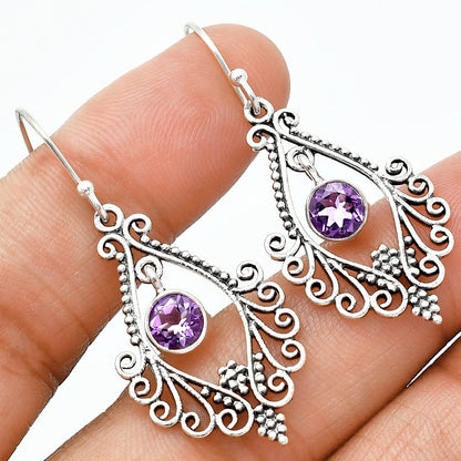 925 Sterling Silver Boho Filigree Gemstone Dangle Earrings for Women AGE1002 E-1075