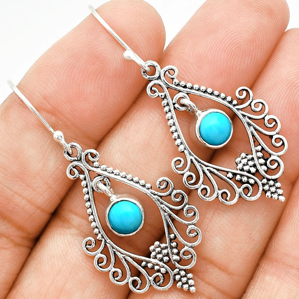 925 Sterling Silver Boho Filigree Gemstone Dangle Earrings for Women AGE1002 E-1075