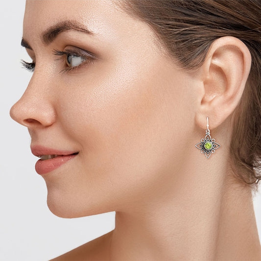 Handcrafted 925 Sterling Silver Bohemian Star Natural Gemstone Earrings AGE1003 E-1250