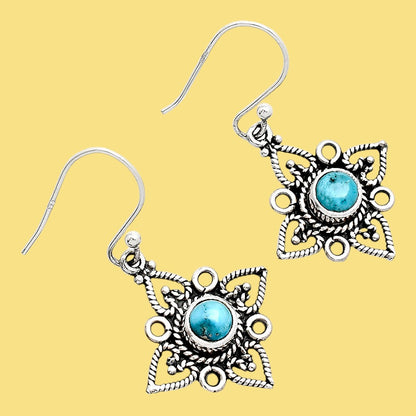 Handcrafted 925 Sterling Silver Bohemian Star Natural Gemstone Earrings AGE1003 E-1250