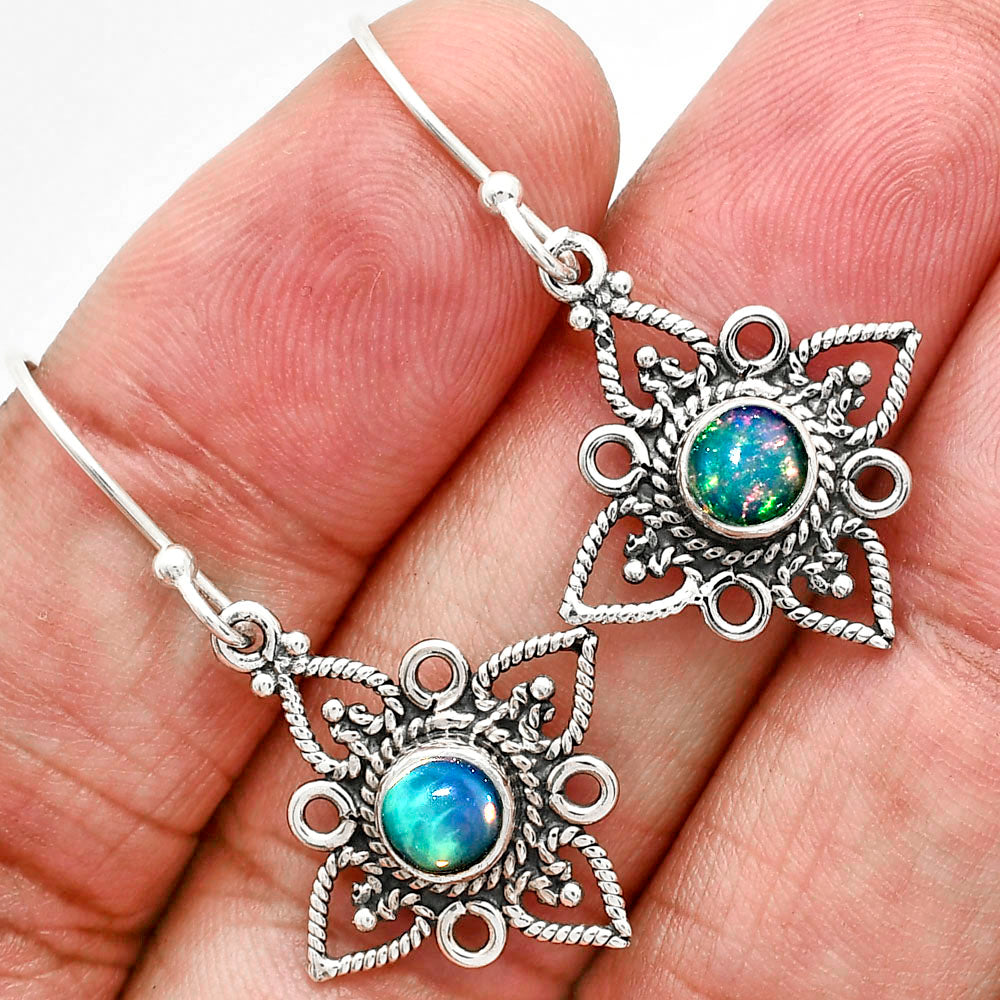 Handcrafted 925 Sterling Silver Bohemian Star Natural Gemstone Earrings AGE1003 E-1250