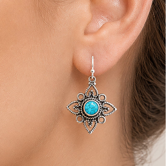 Handcrafted 925 Sterling Silver Bohemian Star Natural Gemstone Earrings AGE1003 E-1250