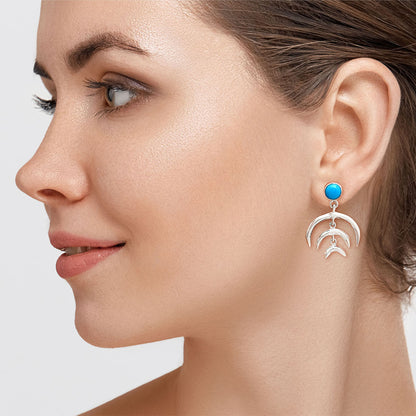 Wiccan Triple Moon Goddess Earrings with Gemstone 925 Sterling Silver AGE1004 E-1249