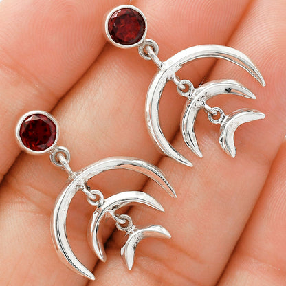 Wiccan Triple Moon Goddess Earrings with Gemstone 925 Sterling Silver AGE1004 E-1249