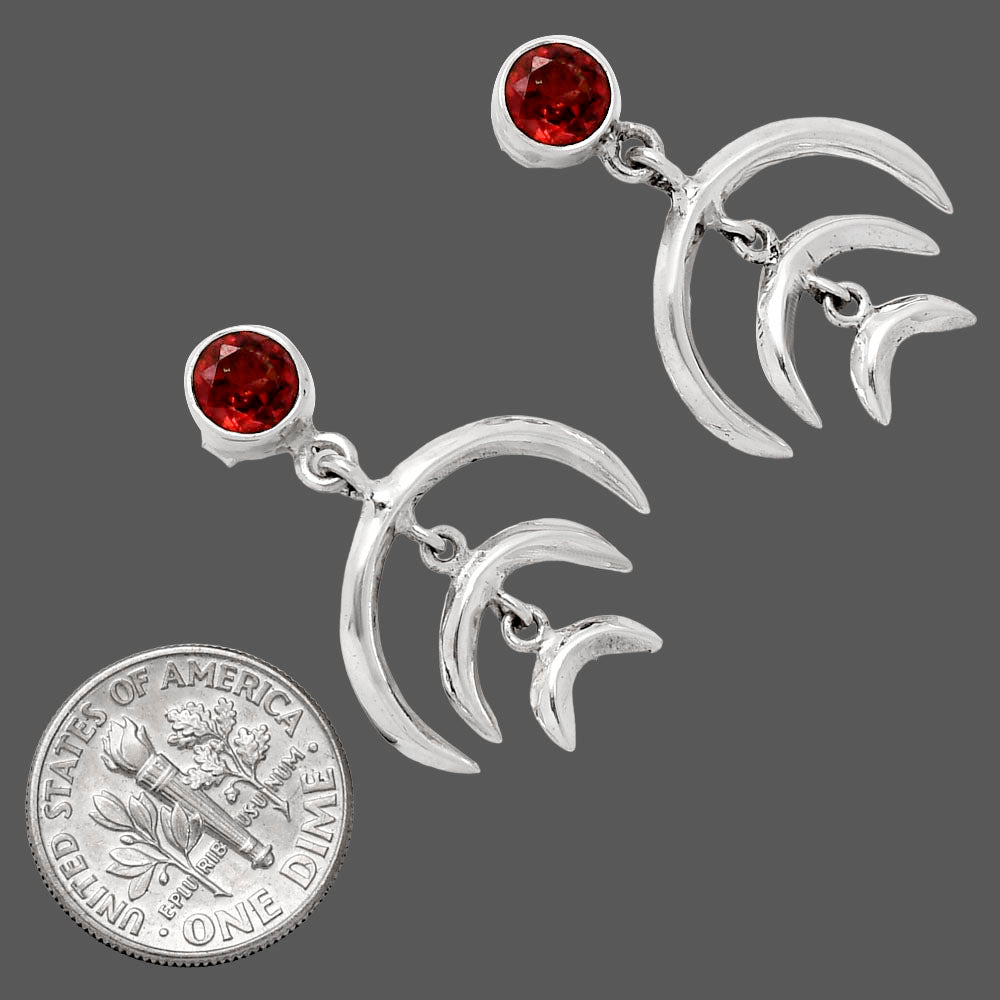Wiccan Triple Moon Goddess Earrings with Gemstone 925 Sterling Silver AGE1004 E-1249