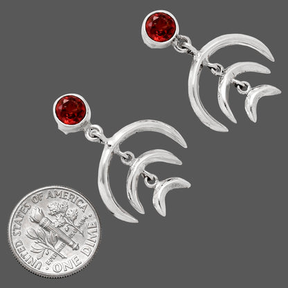 Wiccan Triple Moon Goddess Earrings with Gemstone 925 Sterling Silver AGE1004 E-1249