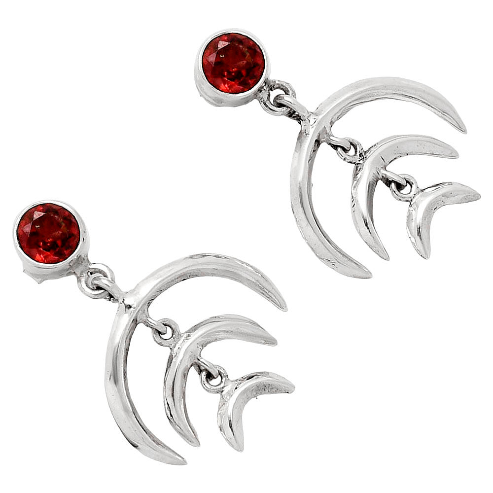 Wiccan Triple Moon Goddess Earrings with Gemstone 925 Sterling Silver AGE1004 E-1249