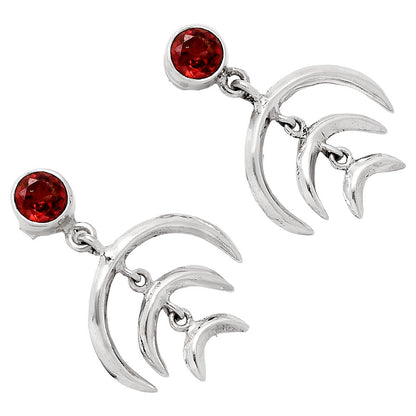 Wiccan Triple Moon Goddess Earrings with Gemstone 925 Sterling Silver AGE1004 E-1249