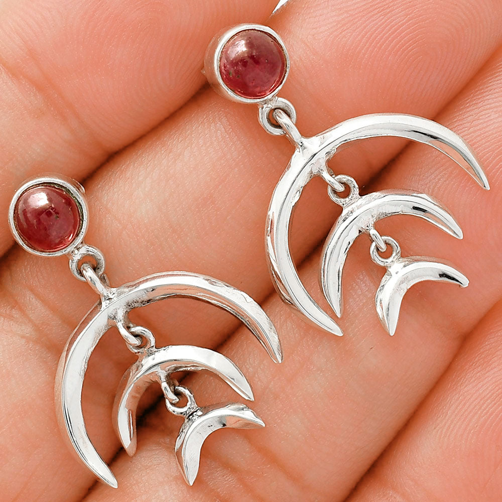 Wiccan Triple Moon Goddess Earrings with Gemstone 925 Sterling Silver AGE1004 E-1249