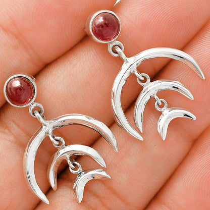 Wiccan Triple Moon Goddess Earrings with Gemstone 925 Sterling Silver AGE1004 E-1249