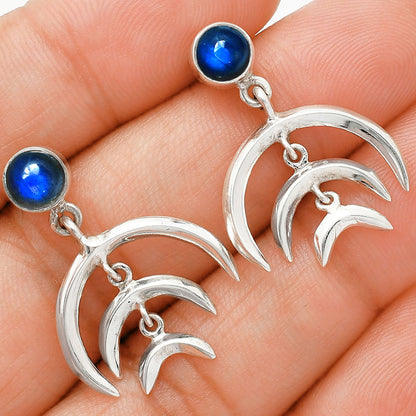 Wiccan Triple Moon Goddess Earrings with Gemstone 925 Sterling Silver AGE1004 E-1249