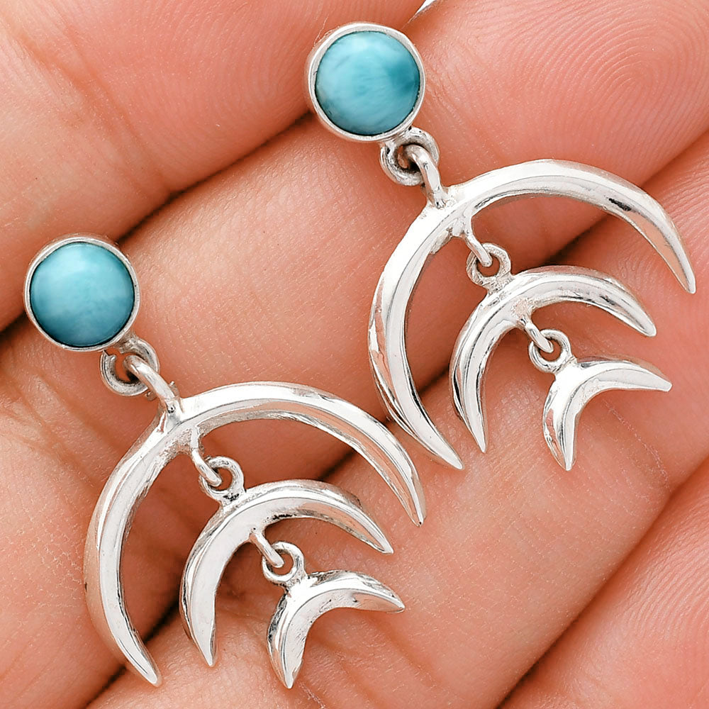 Wiccan Triple Moon Goddess Earrings with Gemstone 925 Sterling Silver AGE1004 E-1249