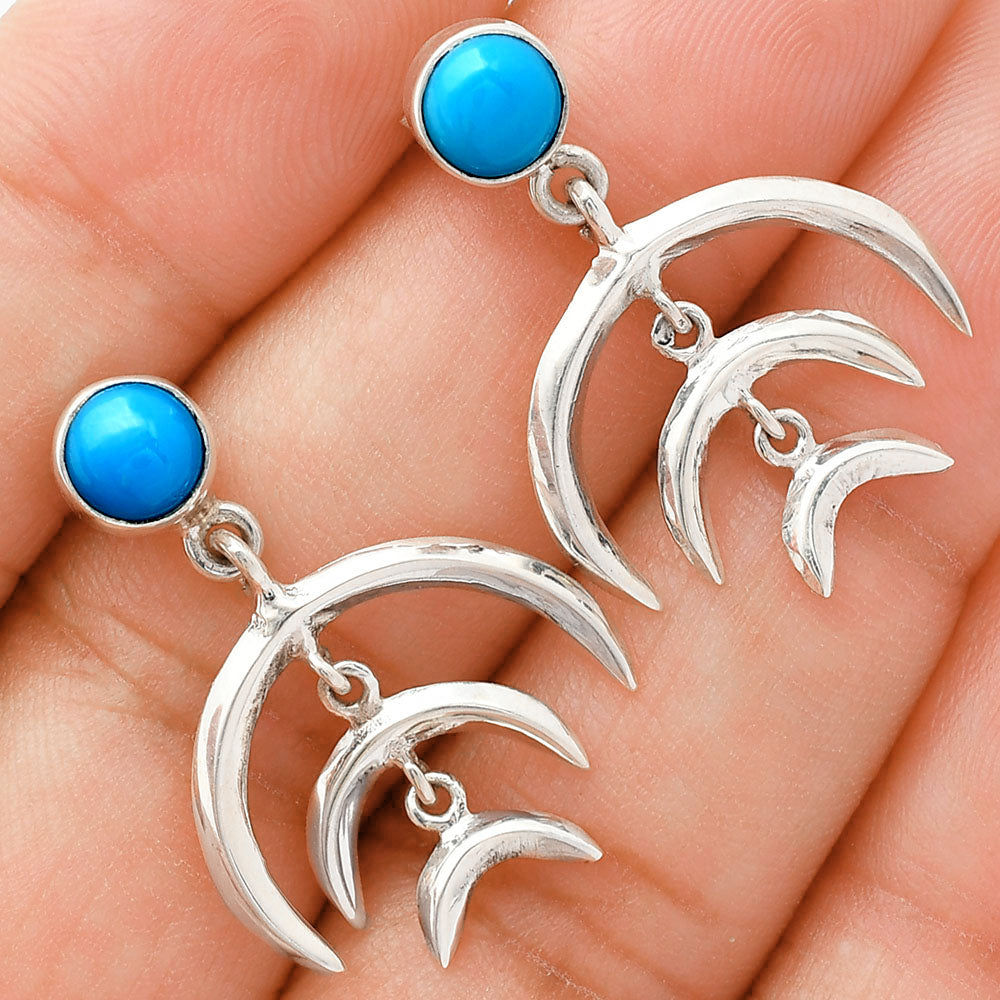Wiccan Triple Moon Goddess Earrings with Gemstone 925 Sterling Silver AGE1004 E-1249