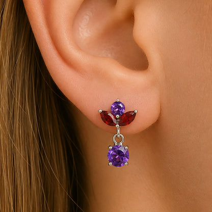 925 Sterling Silver Multi-Gemstone Cluster Drop Earrings for Women AGE1005 E-1060