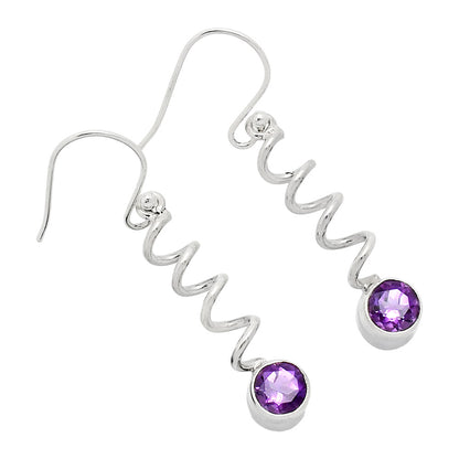 Handcrafted Boho Spiral Dangle Earrings with Gemstone in 925 Silver AGE1006 E-1047