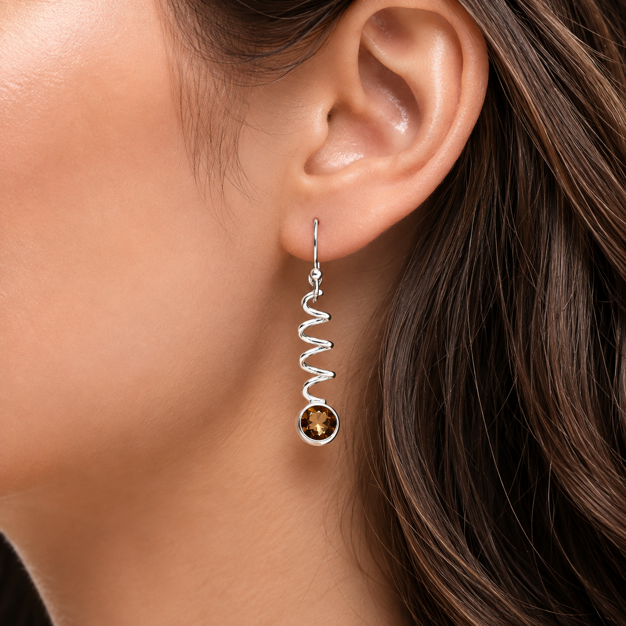 Artisan 925 Silver Gemstone Dangle Earrings – Citrine Topaz Peridot DGE1078 E-1047