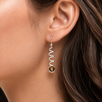 Artisan 925 Silver Gemstone Dangle Earrings – Citrine Topaz Peridot DGE1078 E-1047