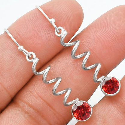 Handcrafted Boho Spiral Dangle Earrings with Gemstone in 925 Silver AGE1006 E-1047