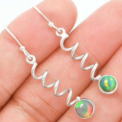 Handcrafted Boho Spiral Dangle Earrings with Gemstone in 925 Silver AGE1006 E-1047