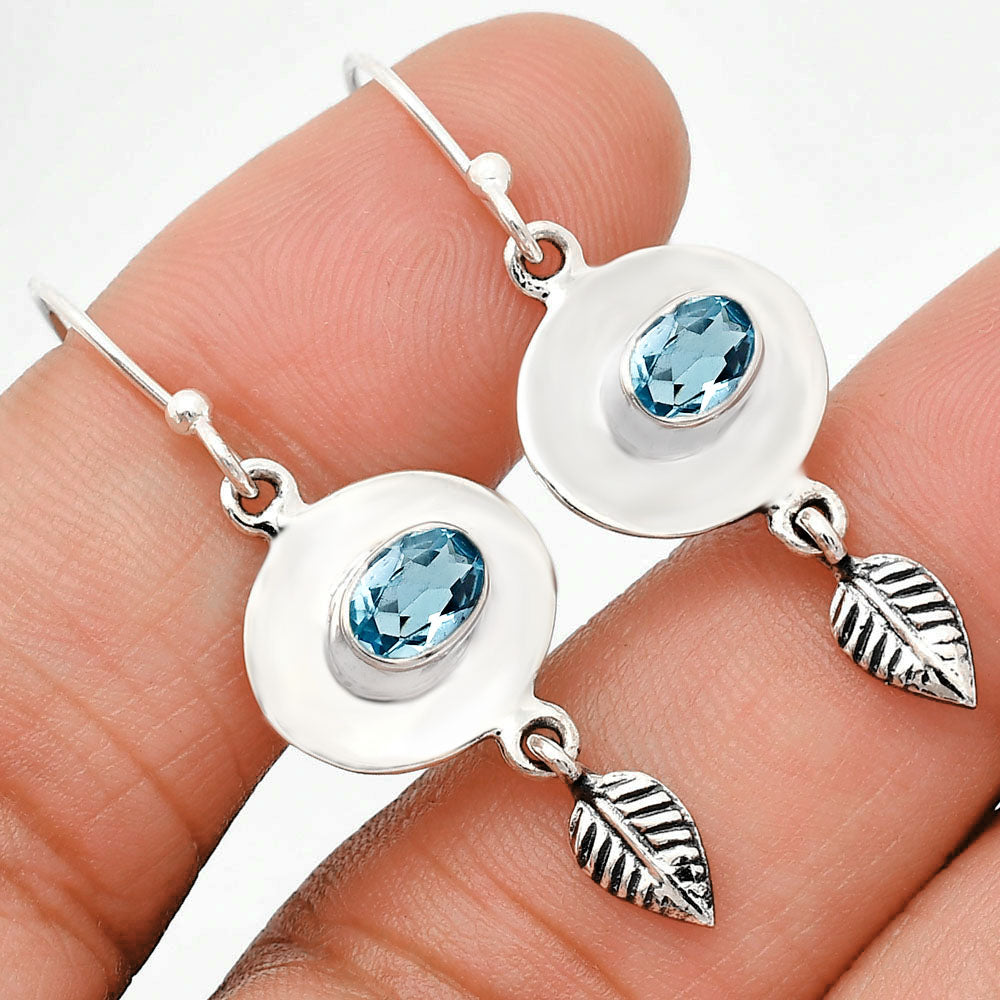 925 Sterling Silver Gemstone Earrings Jewelry with Leaf Dangle for Women AGE1007 E-1230