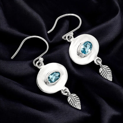 925 Sterling Silver Gemstone Earrings Jewelry with Leaf Dangle for Women AGE1007 E-1230