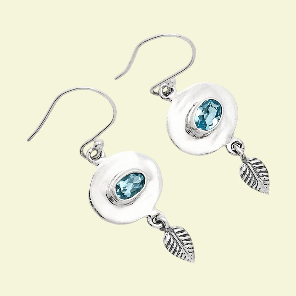 925 Sterling Silver Gemstone Earrings Jewelry with Leaf Dangle for Women AGE1007 E-1230