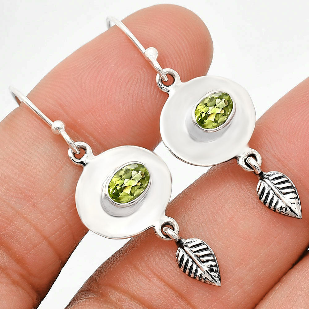 925 Sterling Silver Gemstone Earrings Jewelry with Leaf Dangle for Women AGE1007 E-1230