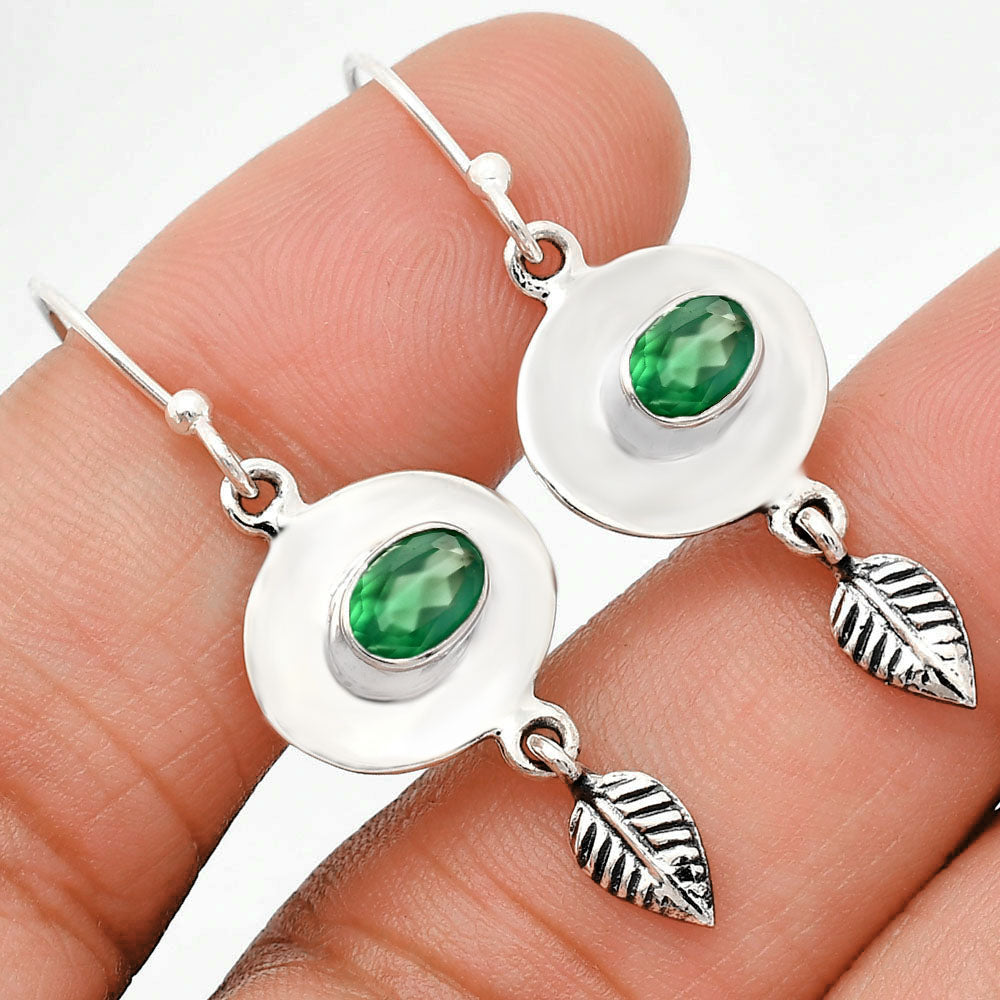 925 Sterling Silver Gemstone Earrings Jewelry with Leaf Dangle for Women AGE1007 E-1230