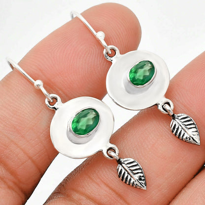 925 Sterling Silver Gemstone Earrings Jewelry with Leaf Dangle for Women AGE1007 E-1230
