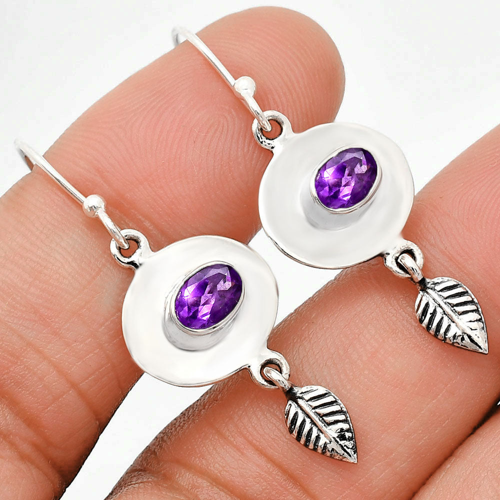 925 Sterling Silver Gemstone Earrings Jewelry with Leaf Dangle for Women AGE1007 E-1230