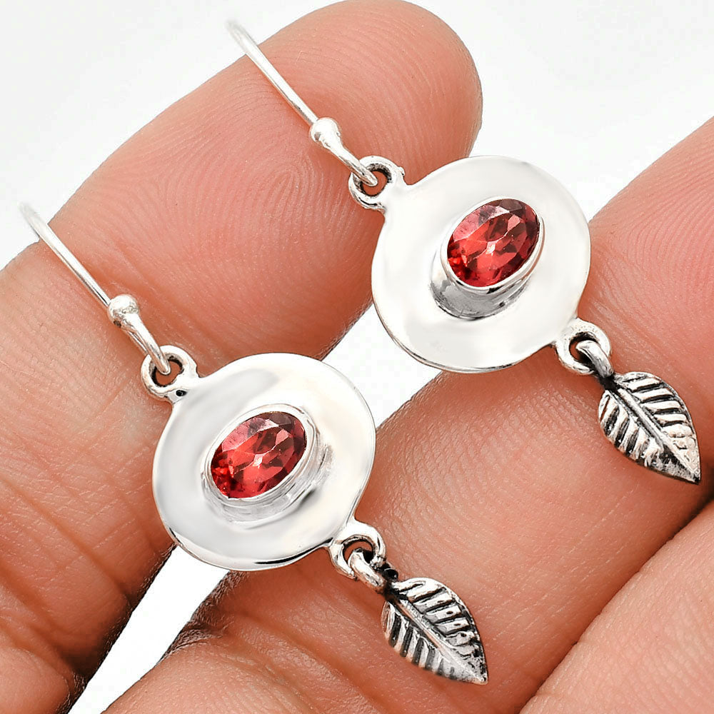 925 Sterling Silver Gemstone Earrings Jewelry with Leaf Dangle for Women AGE1007 E-1230