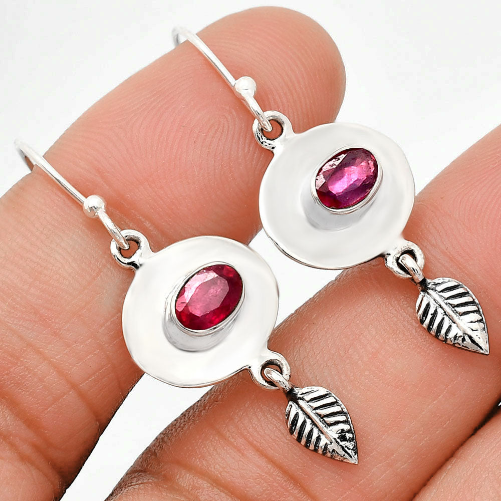925 Sterling Silver Gemstone Earrings Jewelry with Leaf Dangle for Women AGE1007 E-1230