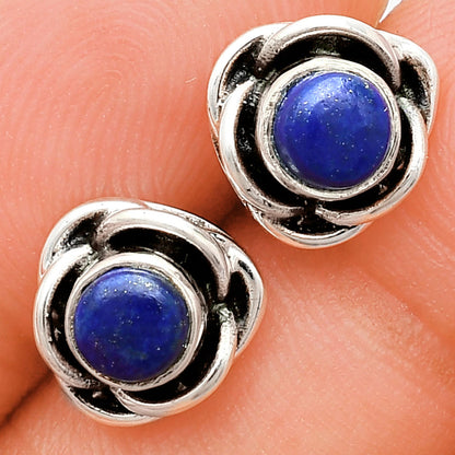 Classic Boho Floral Bezel Gemstone Stud Earrings in 925 Silver for Women AGE1008 E-1248