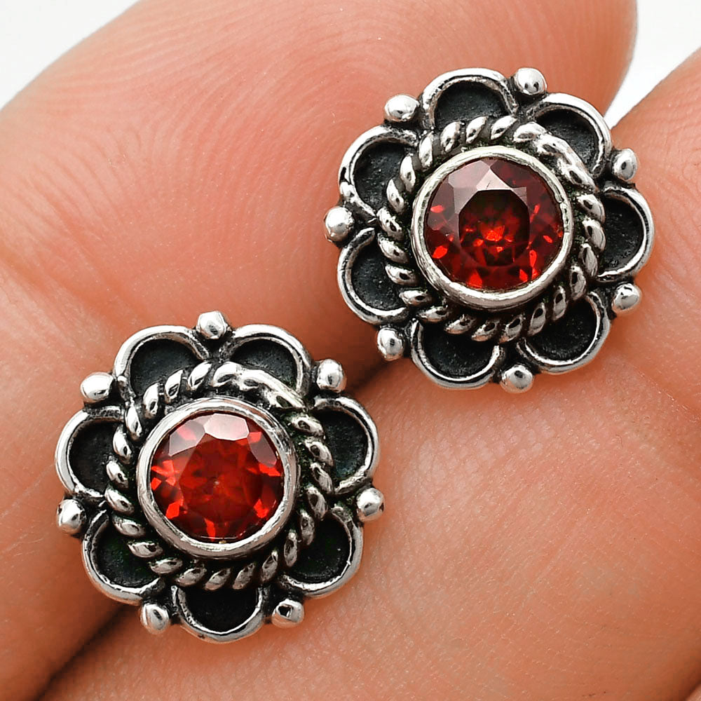 925 Sterling Silver Vintage Floral Gemstone Stud Earrings for Women AGE1009 E-1121