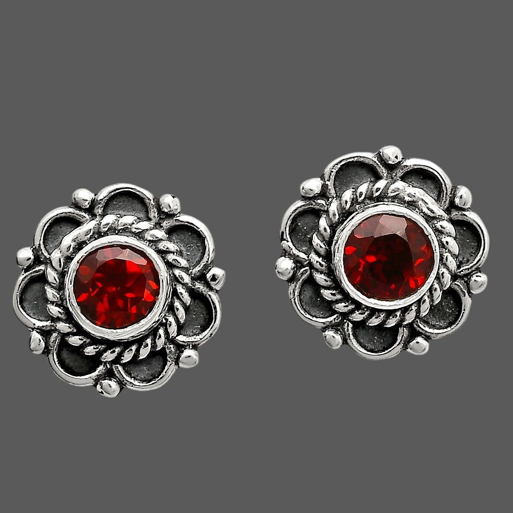 925 Sterling Silver Vintage Floral Gemstone Stud Earrings for Women AGE1009 E-1121
