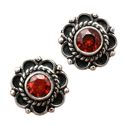 925 Sterling Silver Vintage Floral Gemstone Stud Earrings for Women AGE1009 E-1121