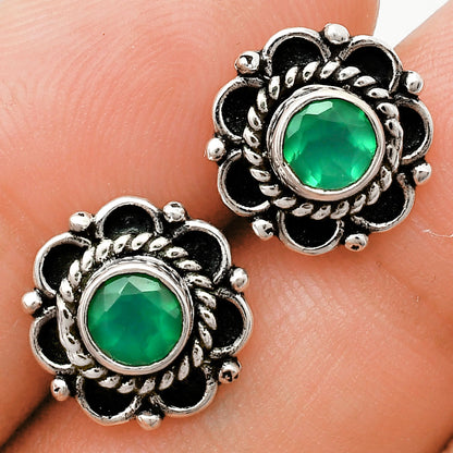 925 Sterling Silver Vintage Floral Gemstone Stud Earrings for Women AGE1009 E-1121