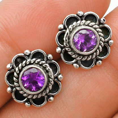925 Sterling Silver Vintage Floral Gemstone Stud Earrings for Women AGE1009 E-1121