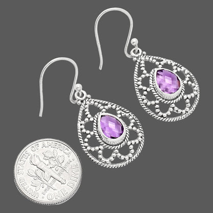 925 Sterling Silver Filigree Teardrop Gemstone Earrings for Women AGE1010 E-1251