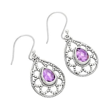 925 Sterling Silver Filigree Teardrop Gemstone Earrings for Women AGE1010 E-1251
