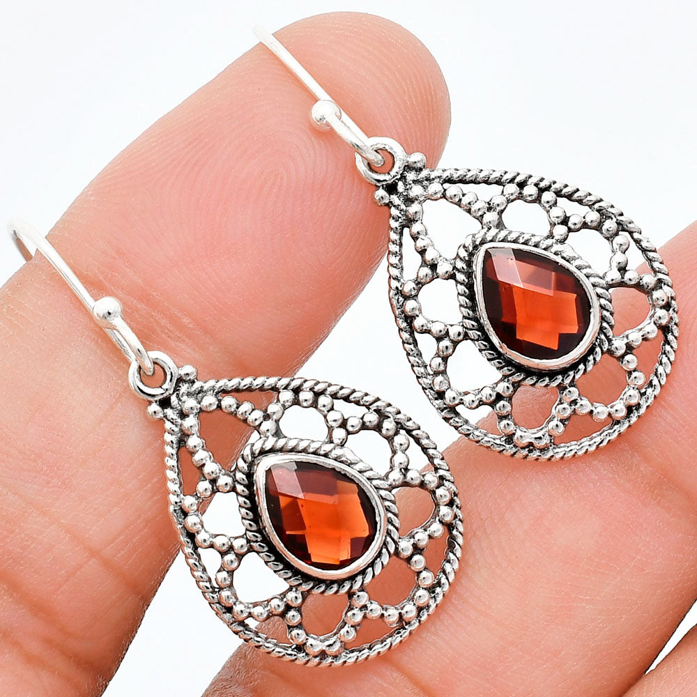 925 Sterling Silver Filigree Teardrop Gemstone Earrings for Women AGE1010 E-1251