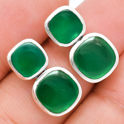 Elegant Double Gemstone Stud Earrings for Women in 925 Sterling Silver AGE1011 E-1252
