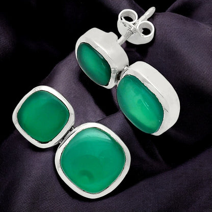 Elegant Double Gemstone Stud Earrings for Women in 925 Sterling Silver AGE1011 E-1252