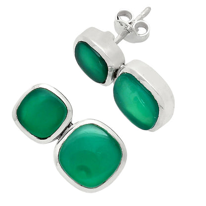 Elegant Double Gemstone Stud Earrings for Women in 925 Sterling Silver AGE1011 E-1252