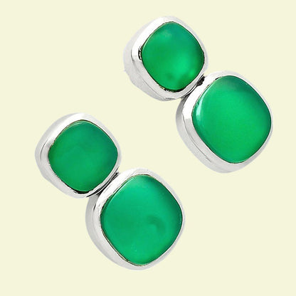 Elegant Double Gemstone Stud Earrings for Women in 925 Sterling Silver AGE1011 E-1252