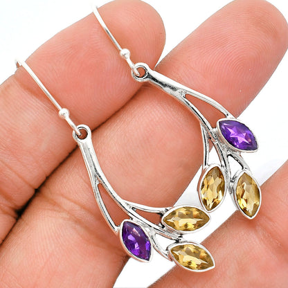 925 Sterling Silver Marquise Multi-Gemstone Dangle Earrings for Women AGE1012 E-1253