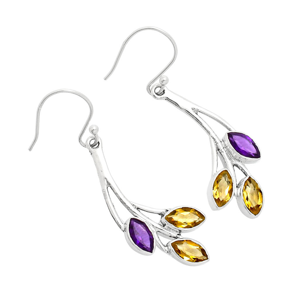 925 Sterling Silver Marquise Multi-Gemstone Dangle Earrings for Women AGE1012 E-1253