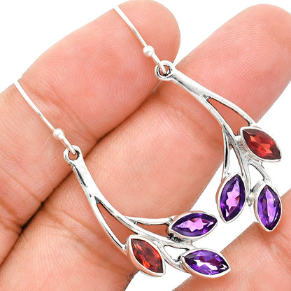 925 Sterling Silver Marquise Multi-Gemstone Dangle Earrings for Women AGE1012 E-1253